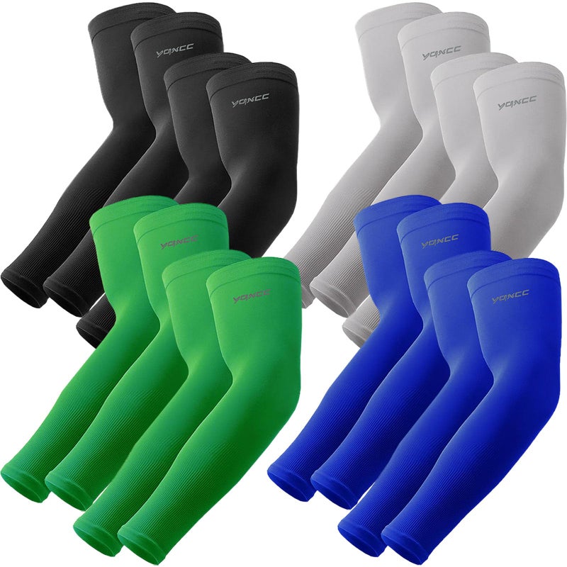 YQXCC 8 Pairs Arm Sleeves, Cooling UV Sun Protection Sports Compression Sleeves for Men Women, Golf Basketball Arm Sleeves - Image 1